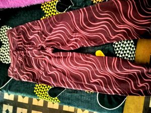 Patterned Wide Leg Pants