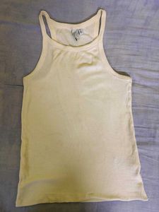 White Ribbed sleevless Top