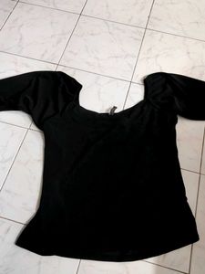 Black Puff Sleeve Top