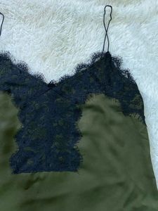 Olive Green Lace Cami Top