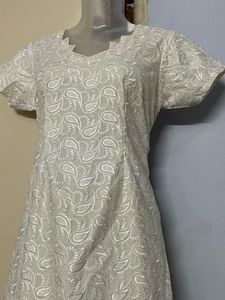 Pintrest Chikenderi white designer kurta