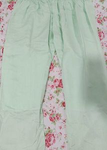 Light Green Hand Embroidered Kurti With Palazzo