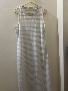 Elegant White Striped Dress