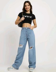 Full Length Light Wash Distressed Jeans