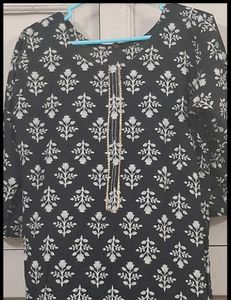 Black Printed Kurta Set With Pants