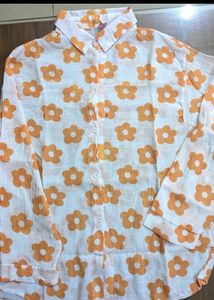 Orange Floral Button-Down