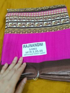 Elegant Pink &amp; Brown Saree