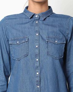 Denim Button-Up Top