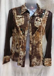 Brown Patterned Sheer Top