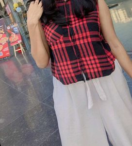 Red Plaid Sleeveless Top