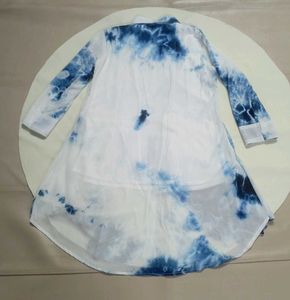 blue and white shibori tie-dye kurta Pant With 🧣