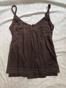 Beaded Brown Camisole Top