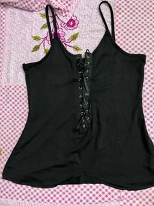 Black Lace-Up tank