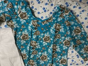 Floral Kurti with White Pants