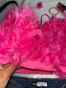 Partywear Hot Pink Feather Top
