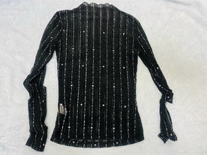BLACK SHIMMER MESH TOP