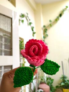 Crocheted Pink Rose
