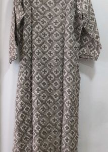 Grey Block Print A Line Kurti