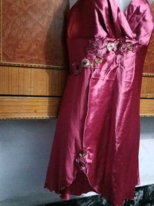 Pink Silk Embroidered Nightgown