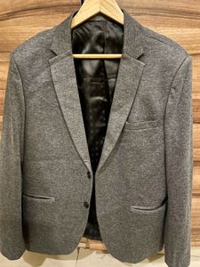 Gray Casual Wool Blazer