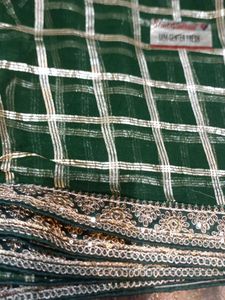 Green Checked Saree