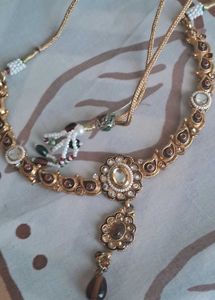 Rustbeads Necklace, Ear Rings, Mang Tikka.