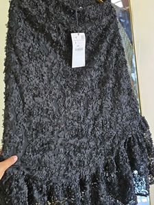 Chic Asymmetrical Lace &amp; Shaggy Skirt