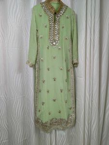Mint Green Gota And Mirror Work Suit