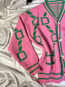 Pink Patterned Cardigan