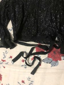 Black Tie On Sequin Top.