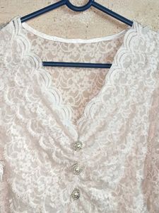 Partywear See-through Lace Top White
