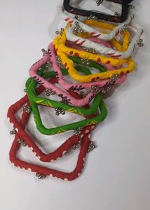 Colorful febric Square and round Bangle Set of 24