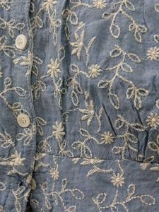 Blue Embroidered Peplum Top