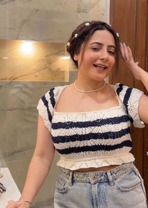 Crochet Embellished Off Shoulder Crop Top