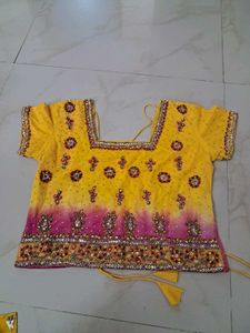 Vibrant Yellow &amp; Pink Embroidered Lehenga Choli Se