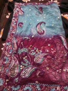 Double Shade Net With Full Dupptta Embroidery