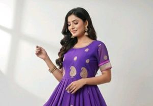 Elegant Purple Paisley Anarkali Kurta