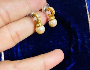 Delicate C Shaped Diamond Earring With Pearl