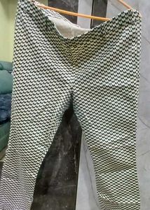Patterned Blend Trousers Side Zip And Pocket