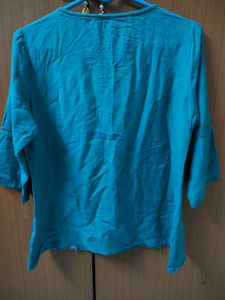 Embroidered Teal Top