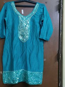 Teal Embellished patiala suit set