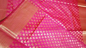 Pink &amp; Gold Banarasi Silk Saree