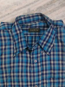 Blue Plaid Long Sleeve Button-Down Shirt