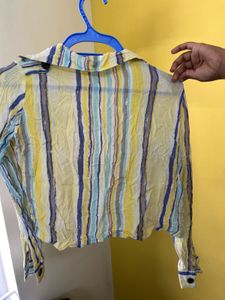 Butter Yellow Full Sleeve Crop Shirt