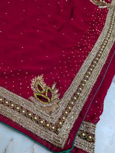 Red Embellished Saree