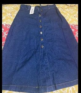 Denim Button-Down A-Line Skirt