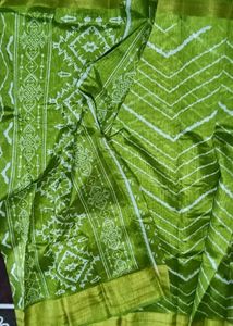 Green &amp; White Designer Saree