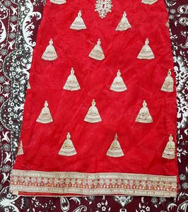 Red Colour Trouser Suit Without Dupatta