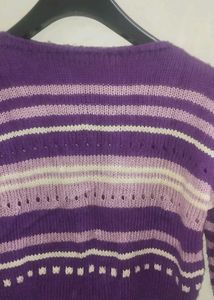 Purple Striped Knit Sweater