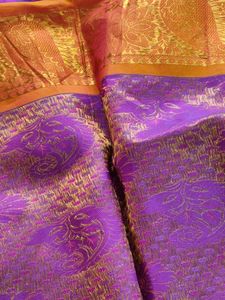 Purple And Gold Pure Kanchipuram Silk Saree